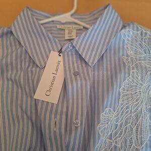 Christian Lacroix Blue Striped Button Down Shirt